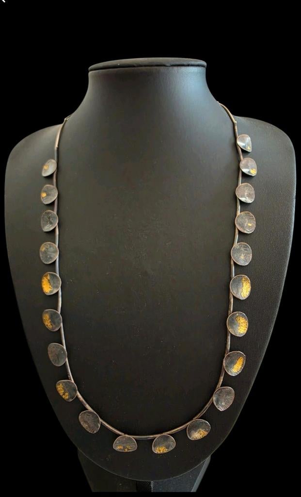 Unieke Zilveren Ketting met Gouden Accenten 925 SS* gekeurd, Sieraden, Tassen en Uiterlijk, Kettingen, Gebruikt, Zilver, Zilver