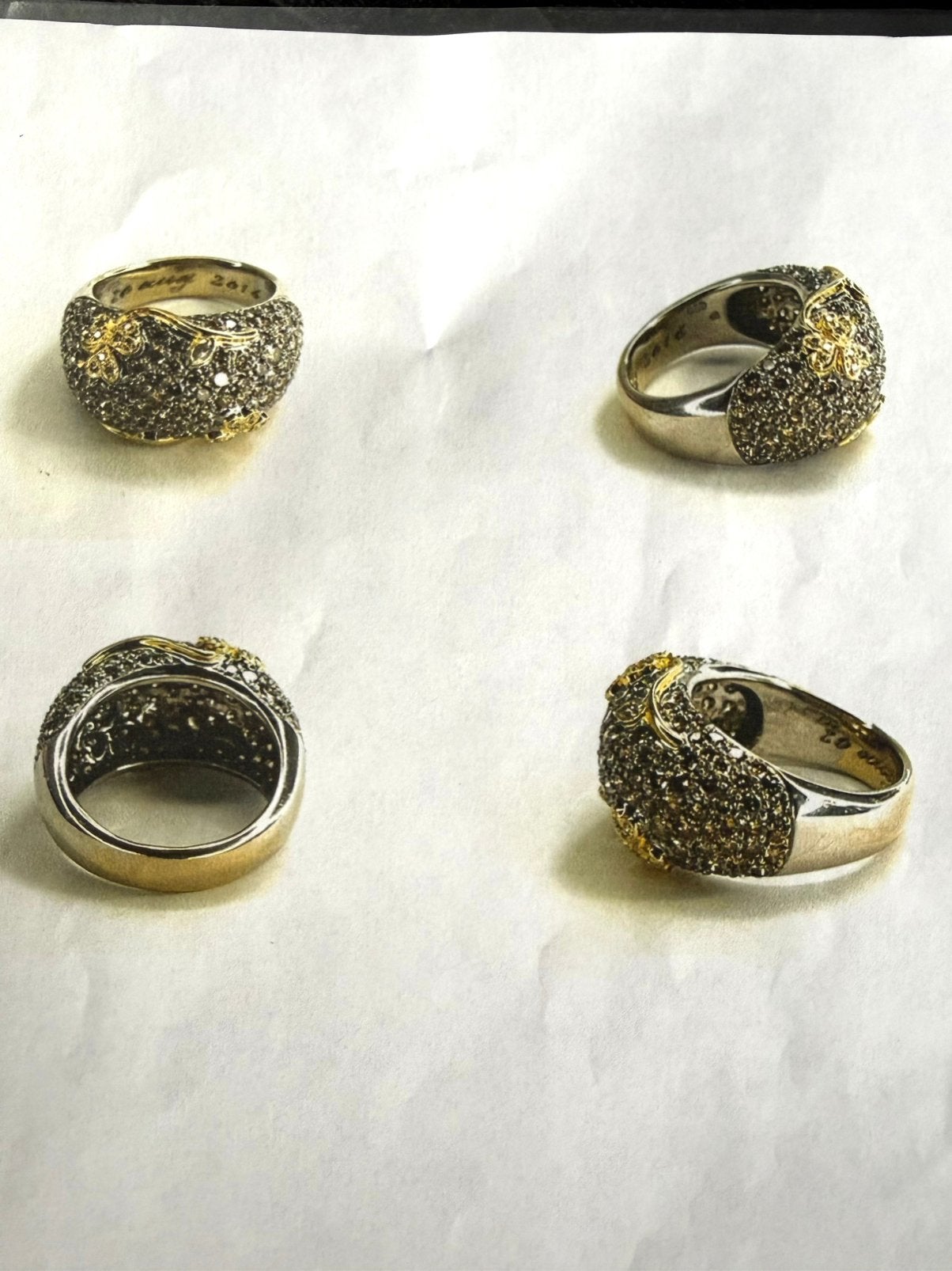 18 Karaat Wit- en Geelgouden Ring met Diamanten, Ophalen, Gebruikt, Met edelsteen, Dame