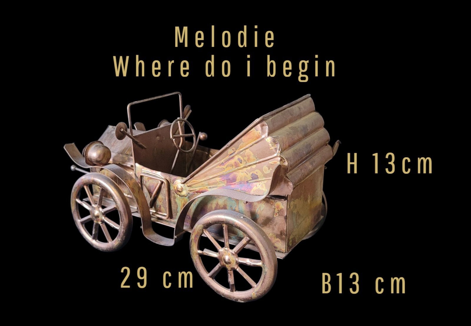 Set van 2 vintage koperen muziekdoosjes in autovorm, Verzamelen, Ophalen of Verzenden, Auto's