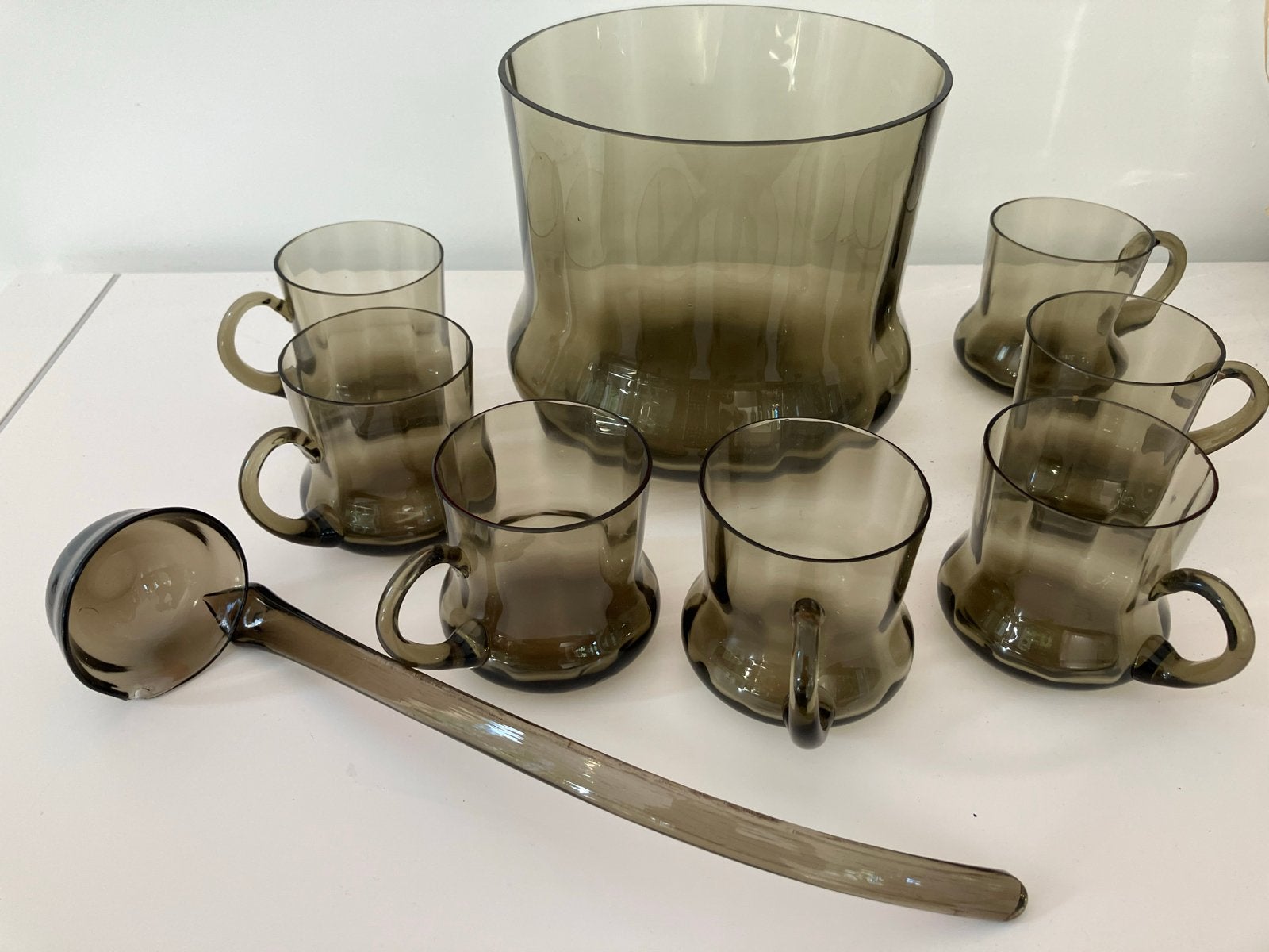 Bowlset/ vintage punch 9e delig -rookglas, Antiek en Kunst, Ophalen of Verzenden