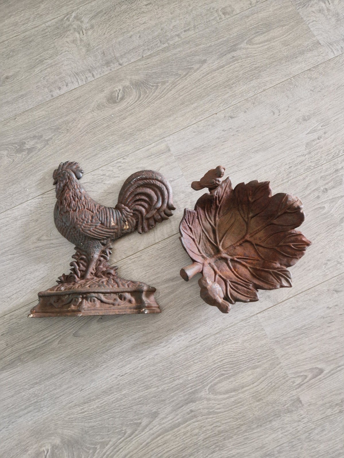 Gietijzeren haan en blad vogel drinkbakje, Tuin en Terras, Ophalen