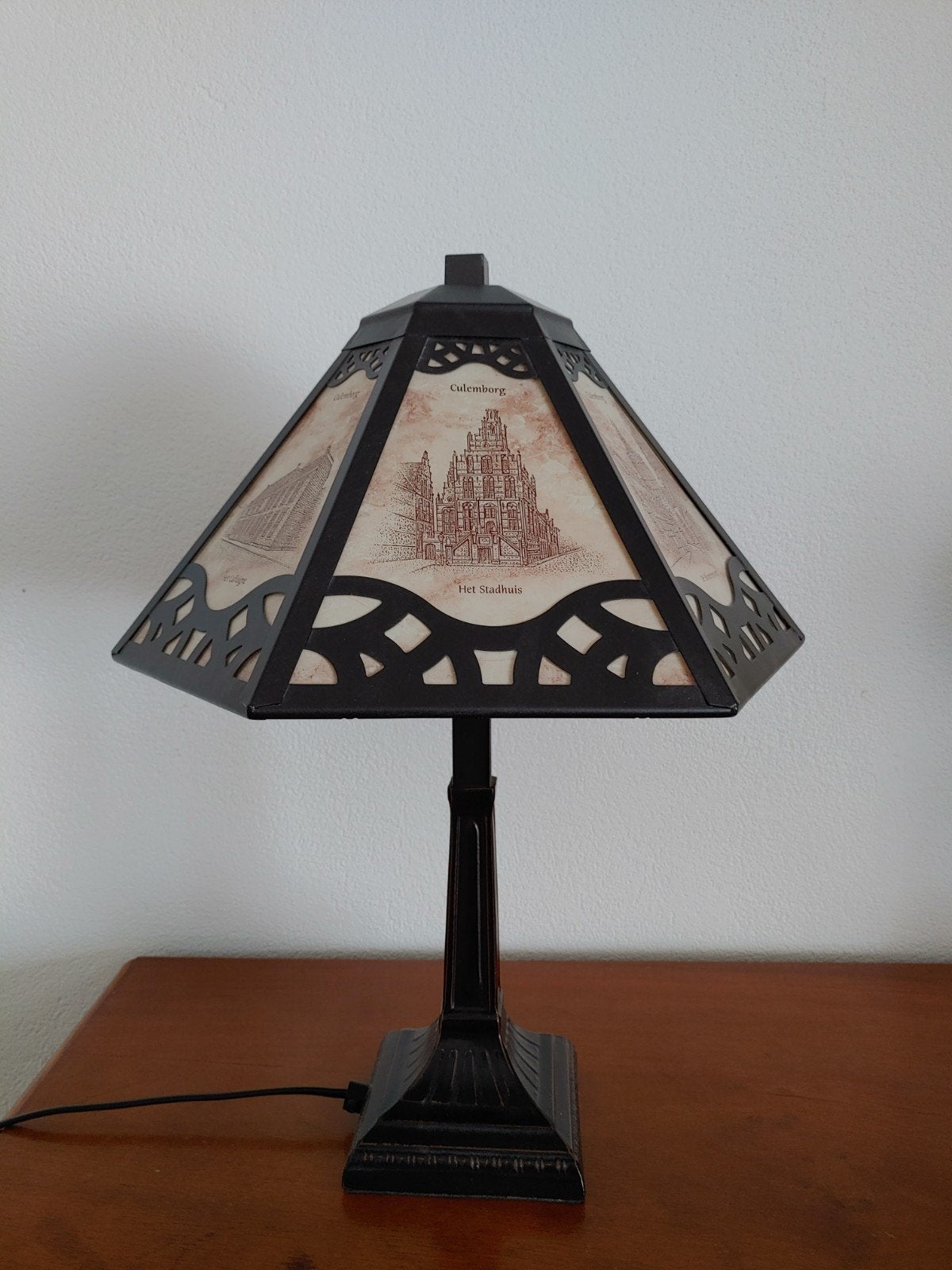Tafellamp met Culemborgse stadsgezichten, Antiek en Kunst, Antiek | Lampen, Ophalen