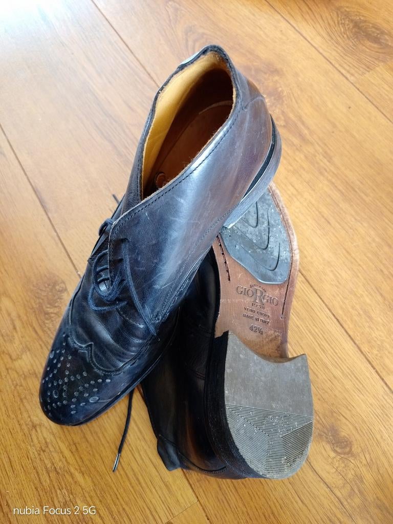 GIORGIO 1958 handgemaakte leren veterschoenen, GIORGIO 1958, Zwart, Ophalen of Verzenden, Gedragen