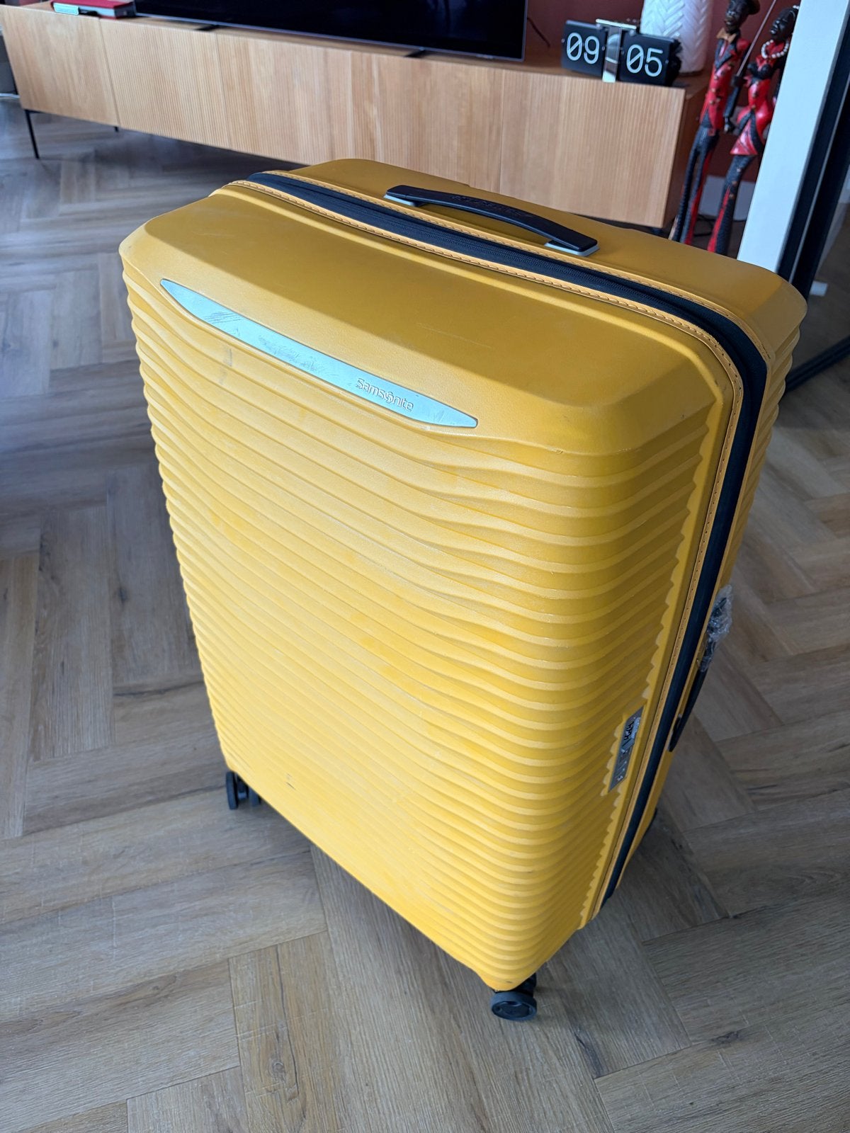 Samsonite Gele Koffer - Groot Formaat, Ophalen, 40 tot 60 cm, 30 cm of meer, Gebruikt