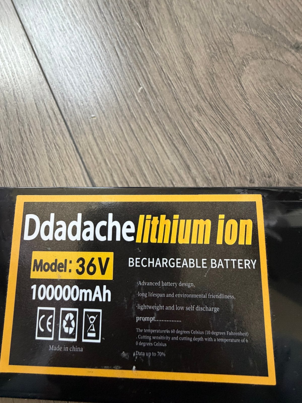 Ddadache Lithium-ion 36V 100000mAh Oplaadbare Batterij, Ophalen of Verzenden, Nieuw, Oplaadbaar