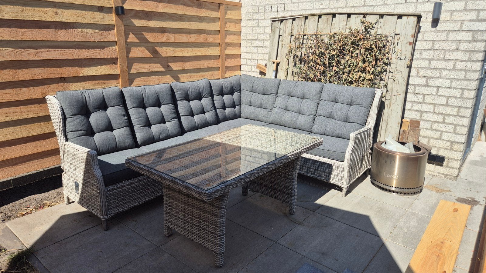 Luxe Loungeset met Verstelbare Rugleuningen, Tuin en Terras, Tuinsets en Loungesets, Ophalen, Kunststof, 6 zitplaatsen, Zo goed als nieuw