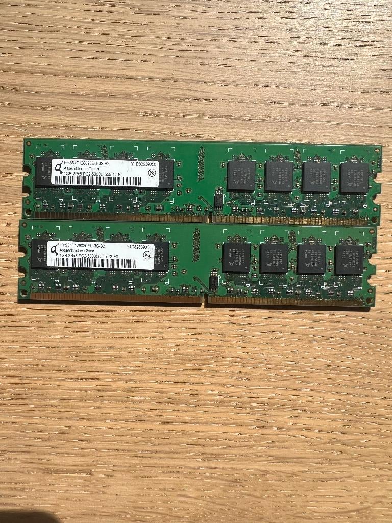 1GB DDR2 Desktop RAM (Hynix/HP) –PC2-5300 (setje van 2), Computers en Software, RAM geheugen, Gebruikt, Desktop, 1 GB of minder