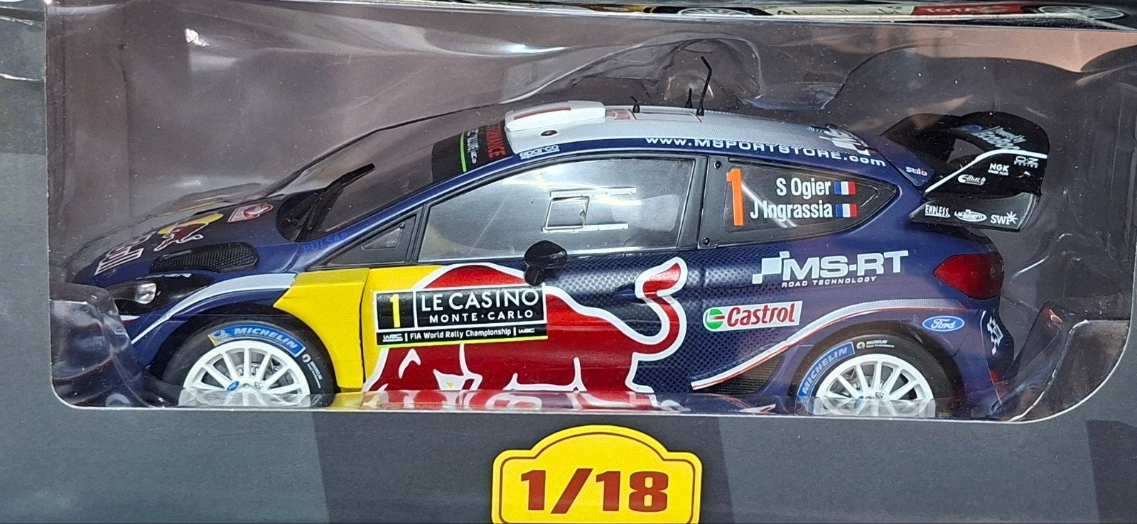 Ford Fiesta WRC 2018 S. Ogier 1:18  BIEDEN, Hobby en Vrije tijd, Modelauto's | 1:18, Ophalen of Verzenden, Nieuw, Overige merken