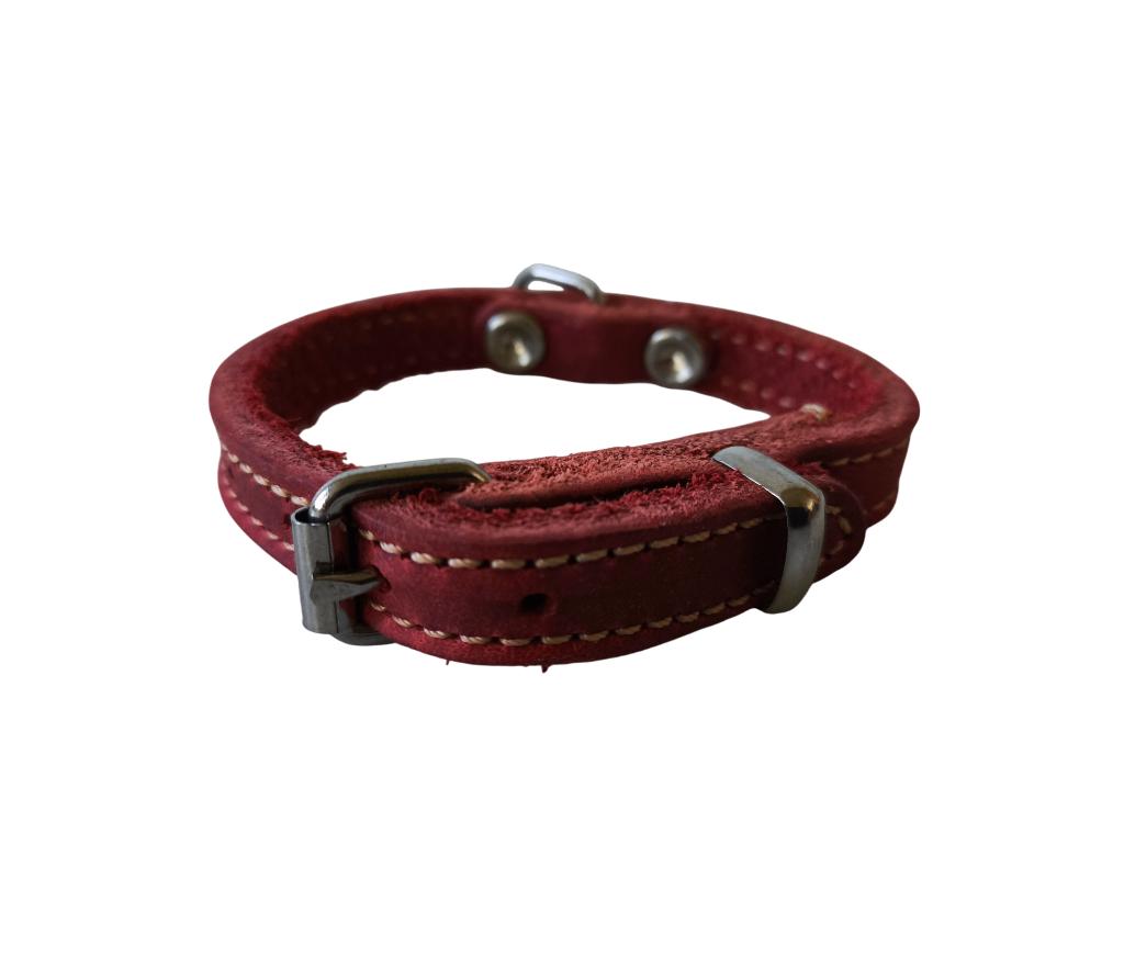 JACK AND VANILLA Halsband Vetleder Rood Nek 17-20 cm KOOPJE!, Dieren en Toebehoren, Ophalen of Verzenden, Handgemaakt, Nieuw