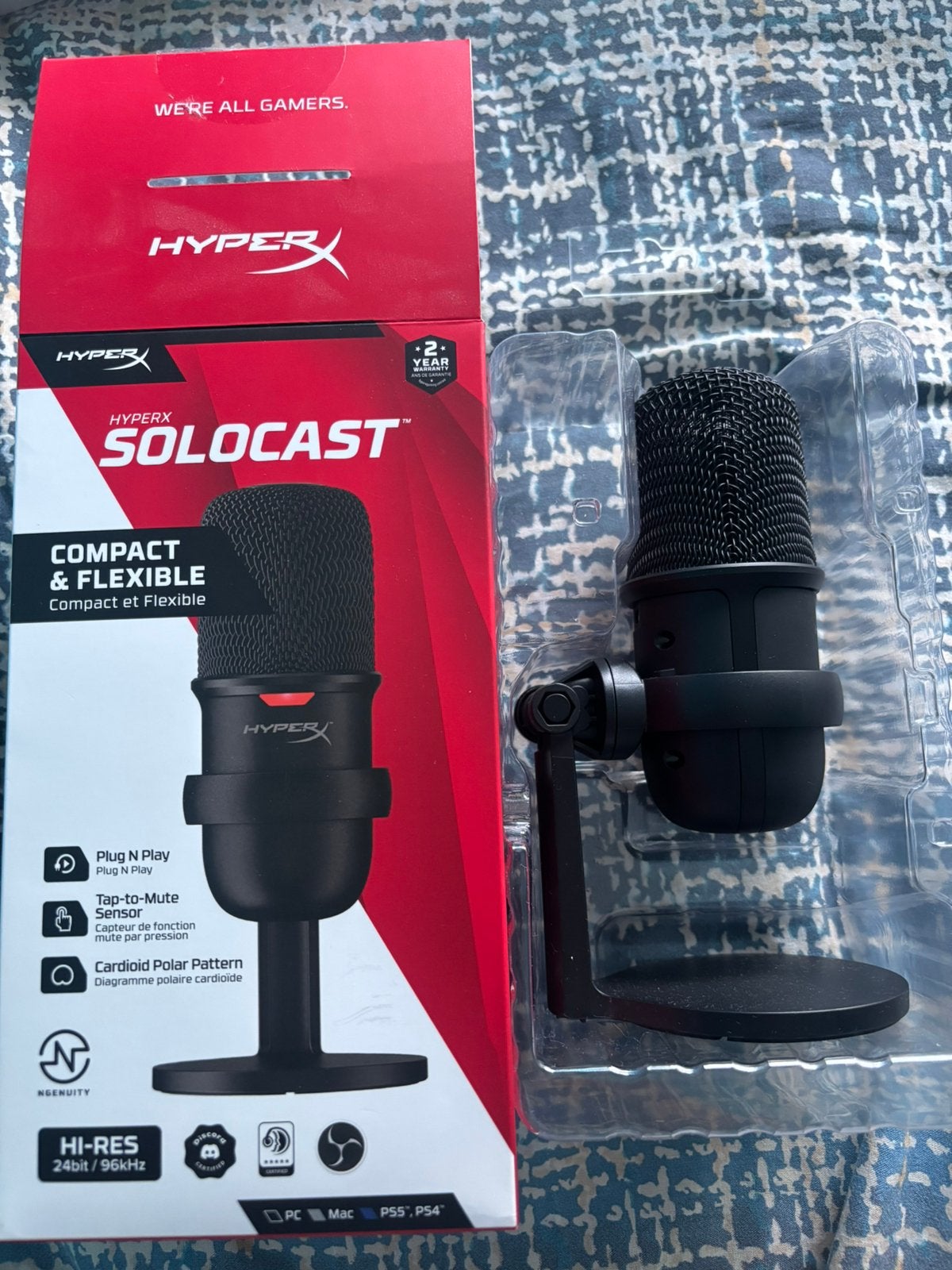 HyperX SoloCast USB Microfoon – Nieuwstaat – Inclusief doos, Ophalen of Verzenden, Zo goed als nieuw, Studiomicrofoon