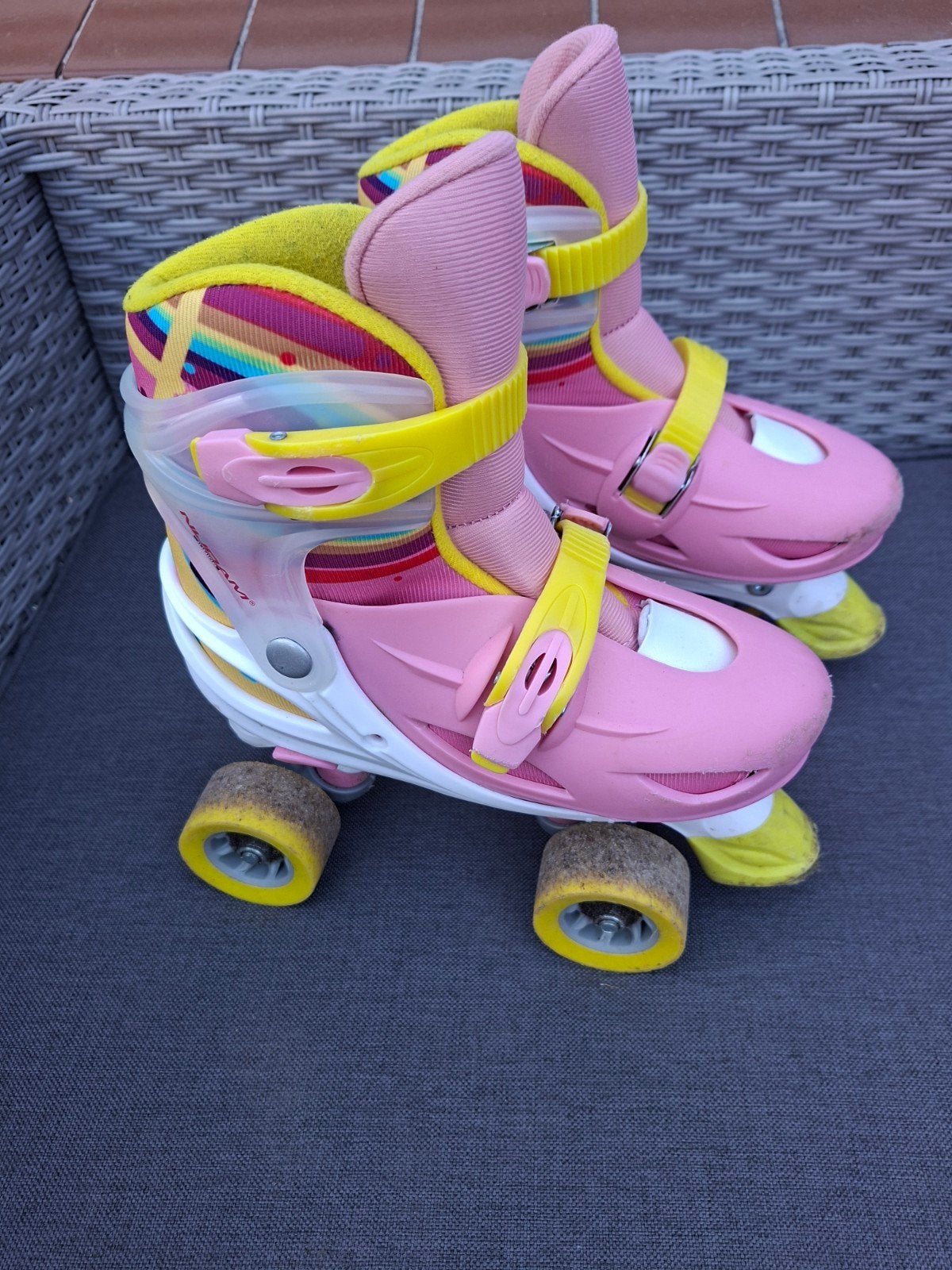 Rolschaatsen Nijdam verstelbaar 34-37 met tas, Kinderen, Ophalen of Verzenden, Verstelbaar, Gebruikt