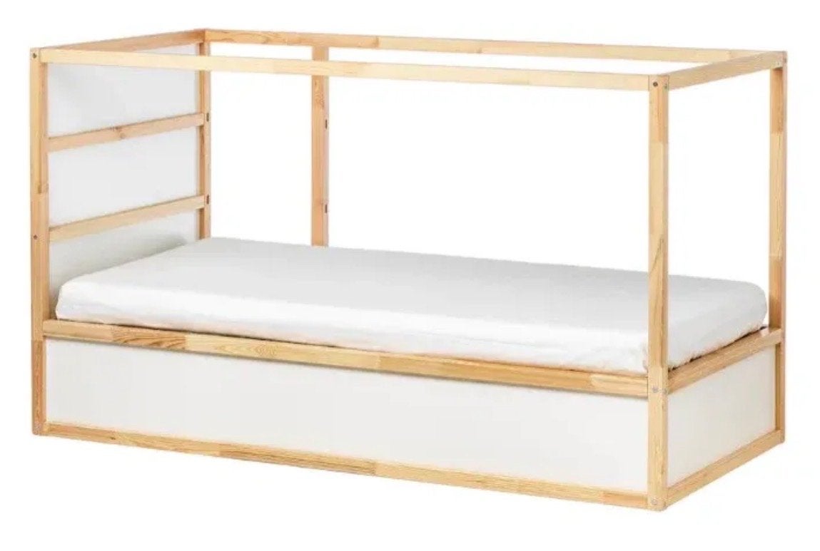 Ikea Kura omkeerbaar bed met jungle-stijl tentje, Ophalen, 90 cm, Eenpersoons, Wit