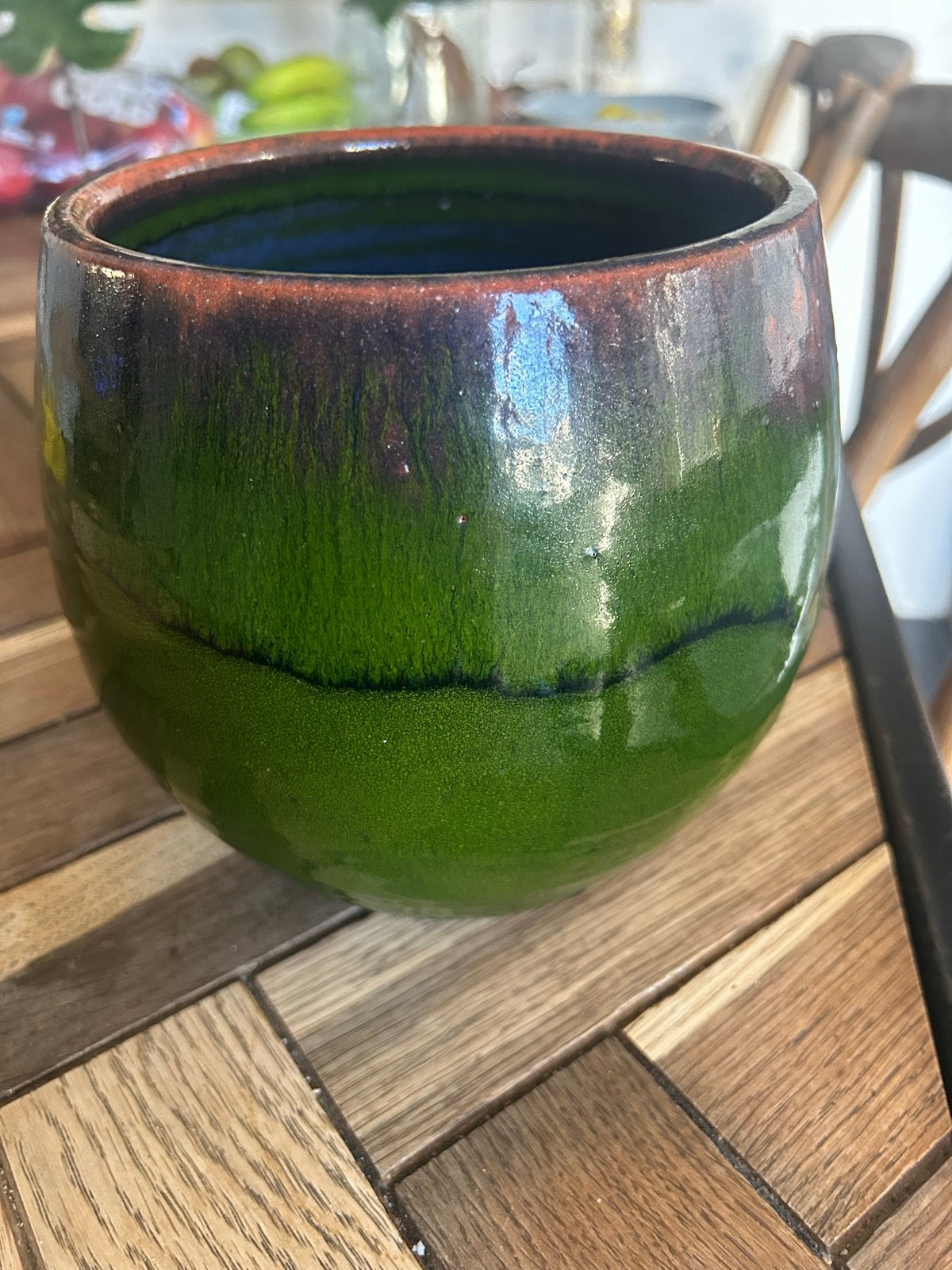 Groene Keramische Bloempot, Antiek en Kunst, Ophalen of Verzenden