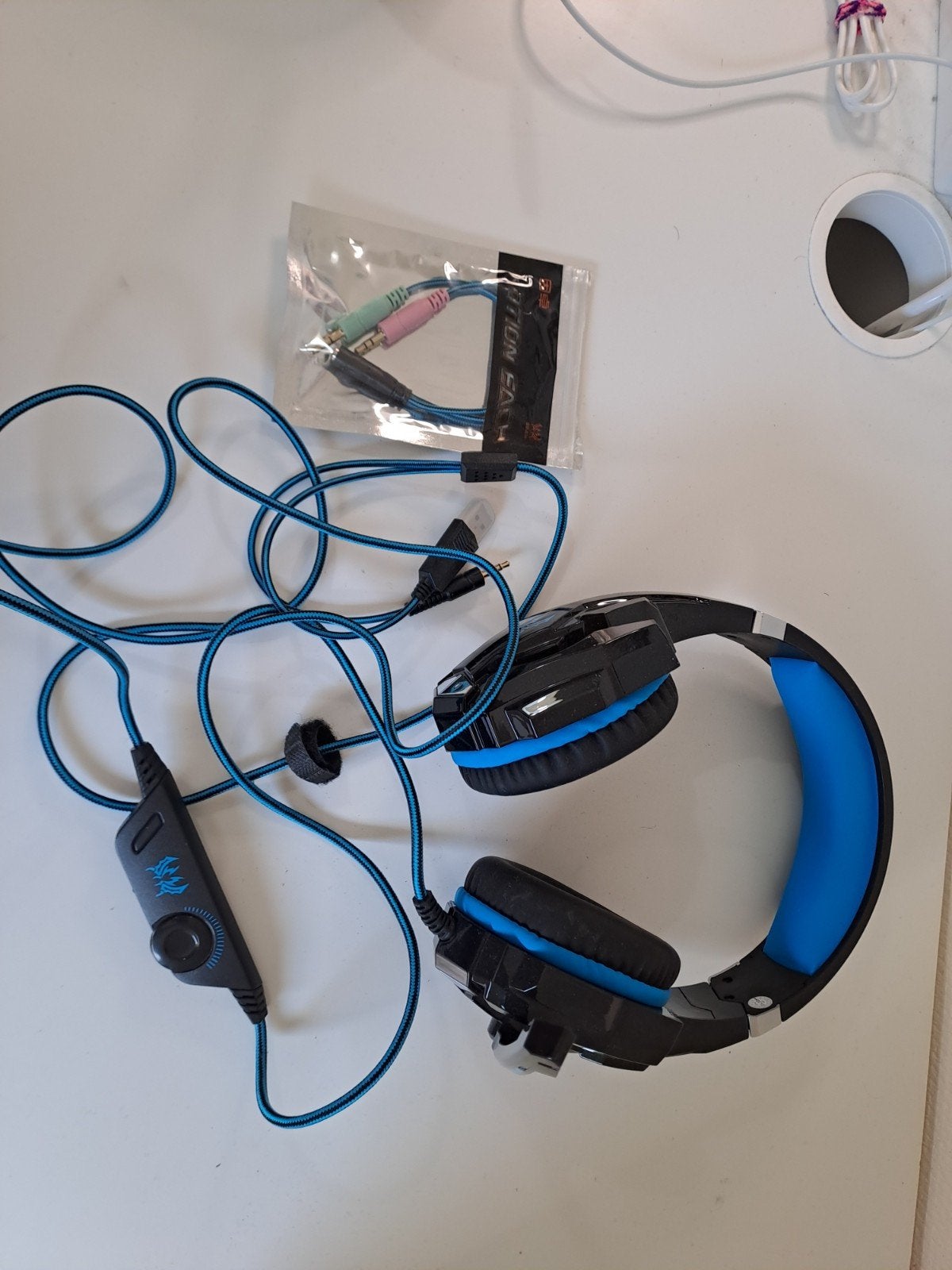 Gaming Headset met Microfoon - Zwart/Blauw, Kotion Each, Ophalen of Verzenden, Zo goed als nieuw, Gaming headset