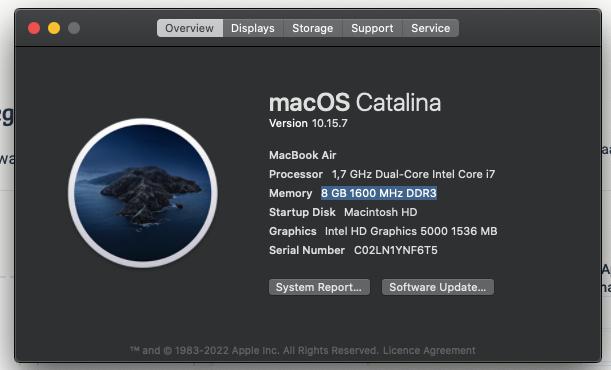Macbook air i7 processort, 8 GB 1600 MHz 25 laadcycli, 13 inch, Minder dan 2 Ghz, Refurbished, Ophalen of Verzenden