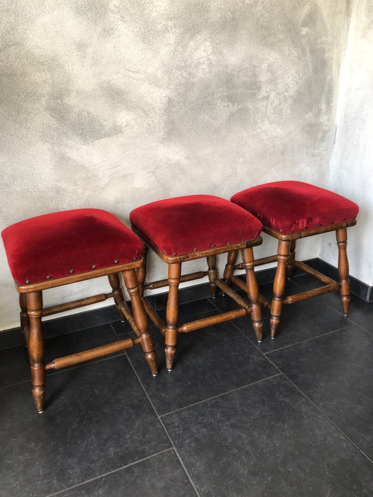 Vintage kruk zitkrukken Spahn landelijk brocante krukjes, Ophalen, Gebruikt, Hout