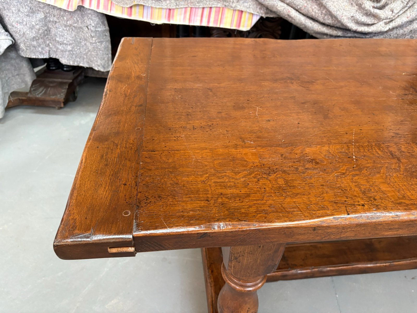 Antieke eikenhouten kloostertafel, 235x80x77cm, Antiek en Kunst, Ophalen