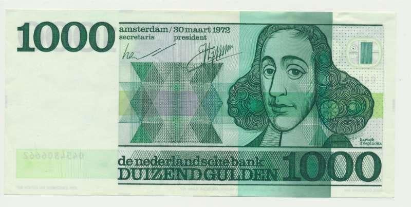 Nederland 1000 Gulden 1972 Spinoza, Ophalen of Verzenden, 1000 gulden, Los biljet