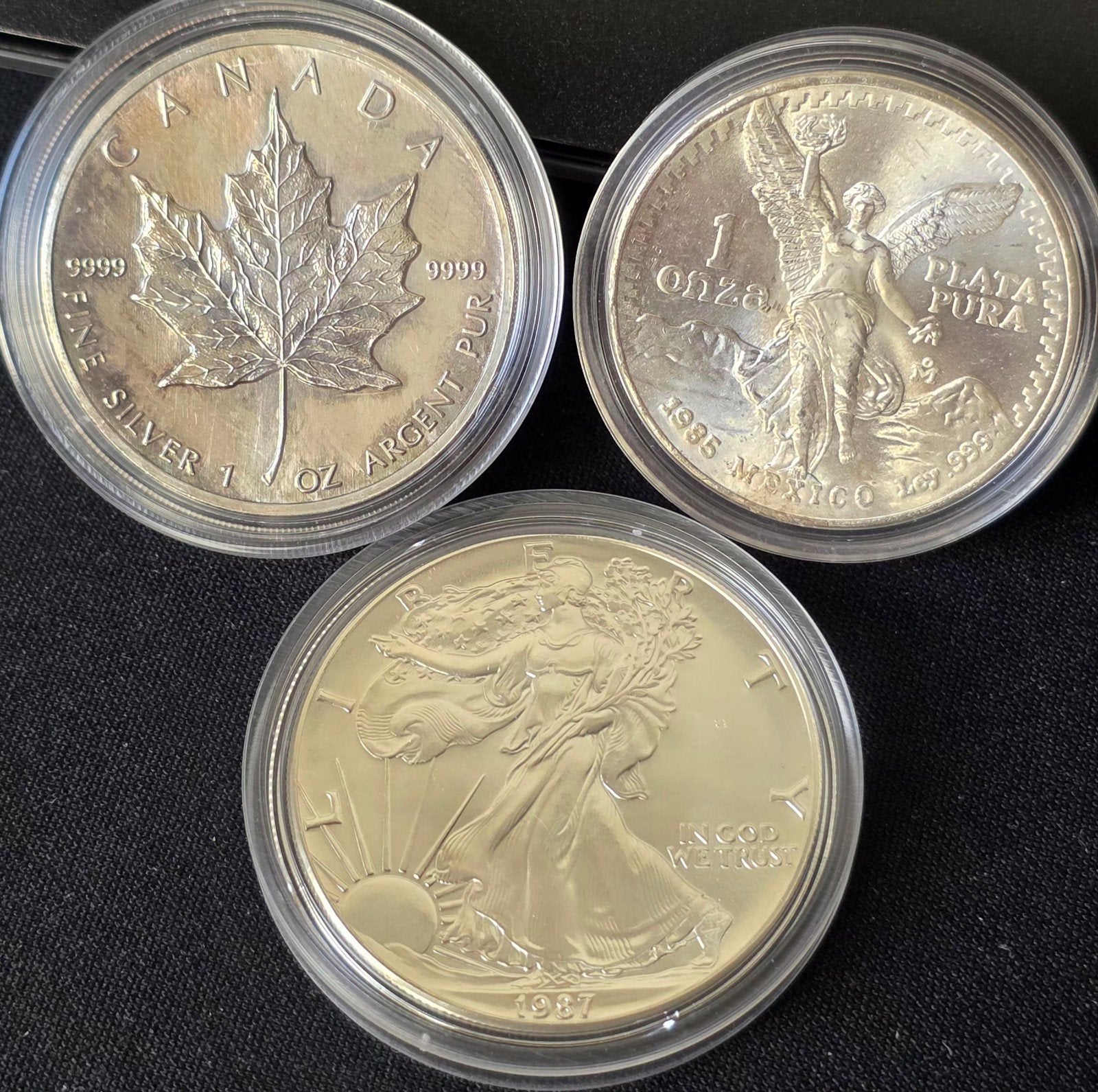 3x 1oz Amerika, Canada en Mexico 999 zilver, Verzenden, Zilver