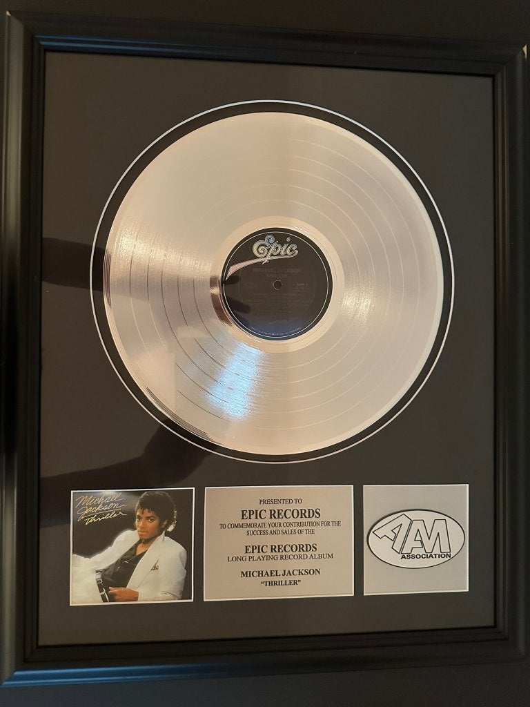 Michael Jackson Thriller ingelijste platina presentatieplaat, Ophalen of Verzenden