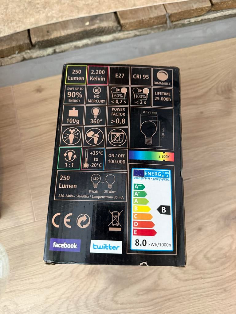 5x Nieuwe Segula LED Filament Lampen E27 Dimbare 250 Lumen, Ophalen, Led-lamp, Minder dan 30 watt, Soft of Flame