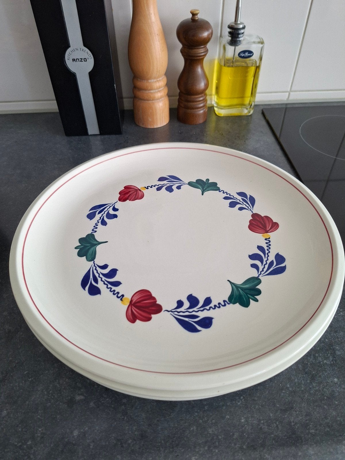 Boerenbont pizza borden, Huis en Inrichting, Keuken | Servies, Ophalen, Overige merken, Zo goed als nieuw, Bord(en)