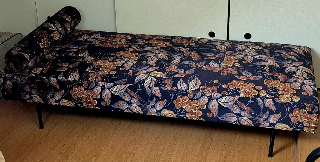 Vintage slaapbank / daybed met bloemenprint, Ophalen, Kunststof, Eenpersoons, 150 tot 200 cm