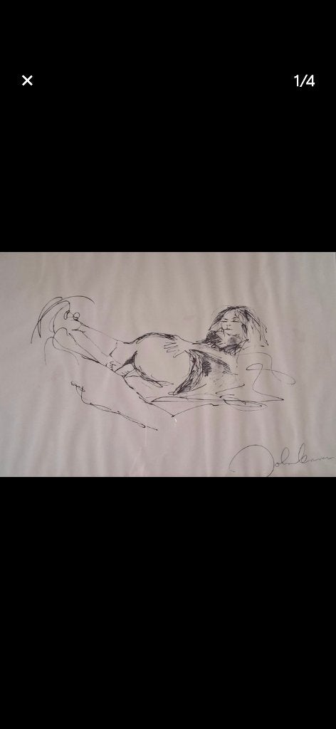 Gesigneerde orginele John Lennon tekenkng ( Beatles), Diversen, Ophalen of Verzenden, Gebruikt