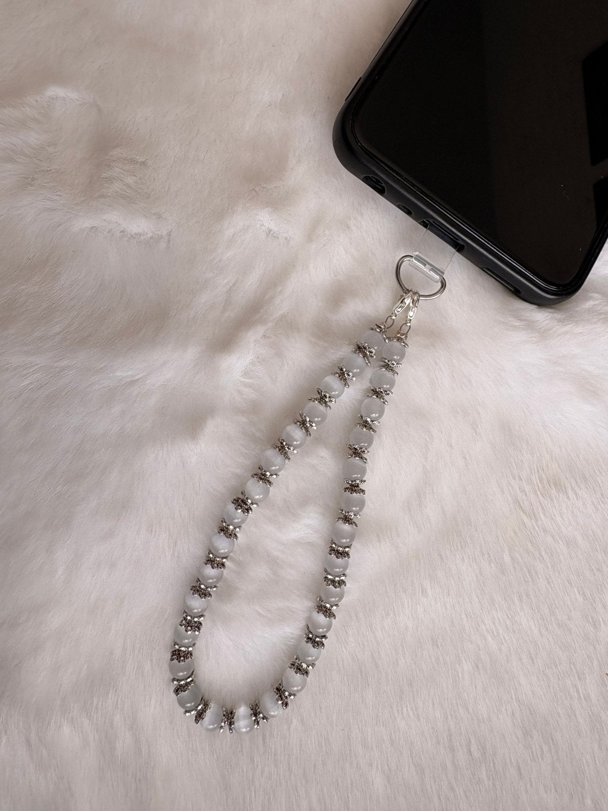 Witte Maansteen telefoonkoord Deluxe – 6 mm, Telecommunicatie, Mobiele telefoons | Toebehoren en Onderdelen, Ophalen of Verzenden