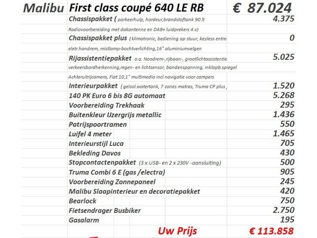Malibu First Class Two Room 640 LERB Automaat,, Automaat, Buscamper of Camperbus, Ringverwarming, Malibu