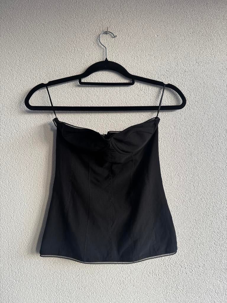 Zara Y2K zwarte mesh mouwloze korset top, Kleding | Dames, Tops, Maat 38/40 (M), Zwart, Zara, Nieuw