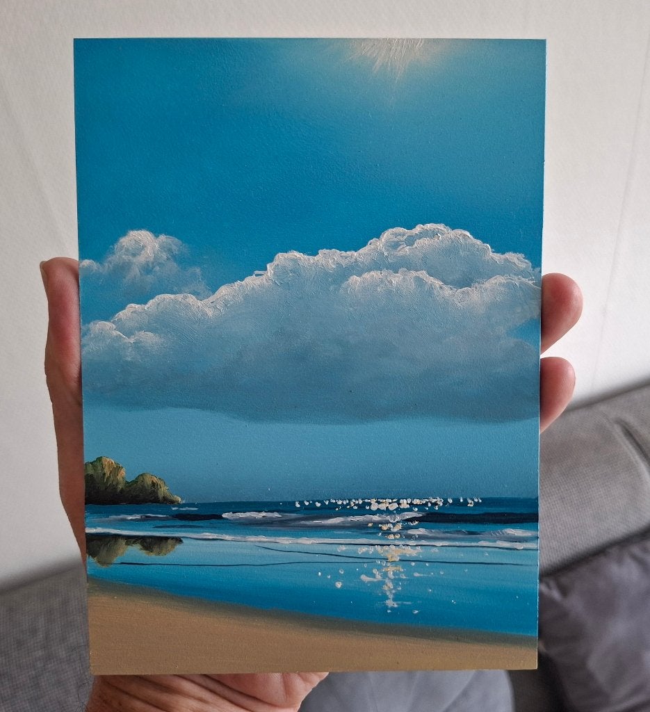 Zeegezicht olieverf 15x20cms, Ophalen of Verzenden