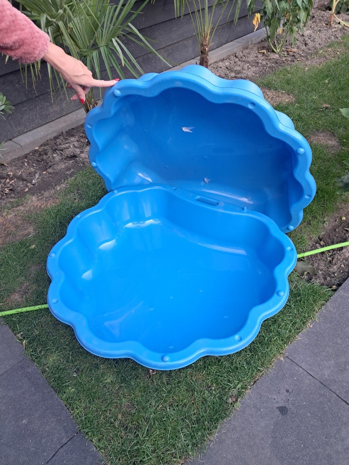 Blauwe schelp zandbak/zwembadje voor kinderen, Ophalen of Verzenden, Gebruikt
