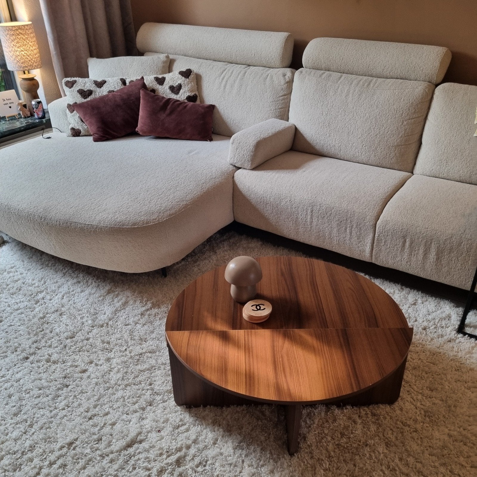 Unieke ronde salontafel met verhoogd gedeelte, Huis en Inrichting, Ophalen, 50 tot 100 cm, Rond, 50 tot 100 cm