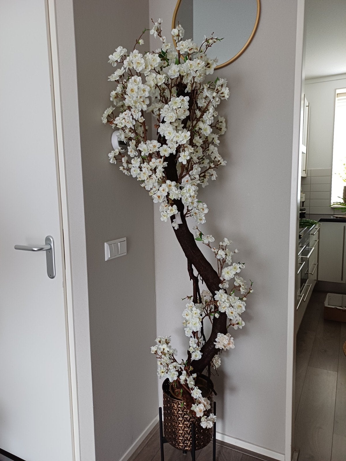 Grote kunstbloesemboom met witte bloemen - 1.80m hoog, Binnen, Onderhoudsvrij, Nieuw, Ophalen of Verzenden