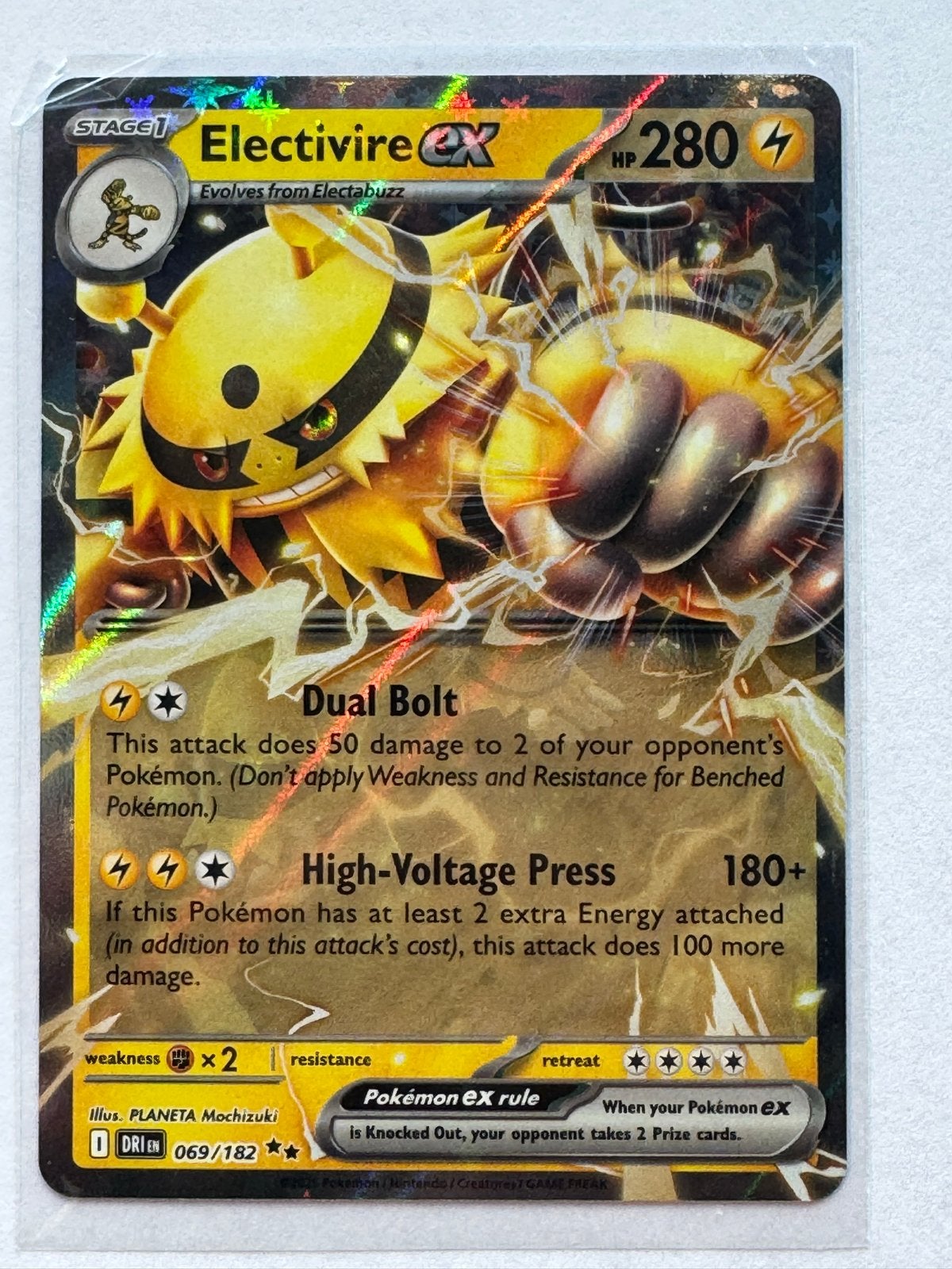 Electivire EX 069/182 Pokemon kaart - Foil, Ophalen of Verzenden, Zo goed als nieuw, Losse kaart, Foil