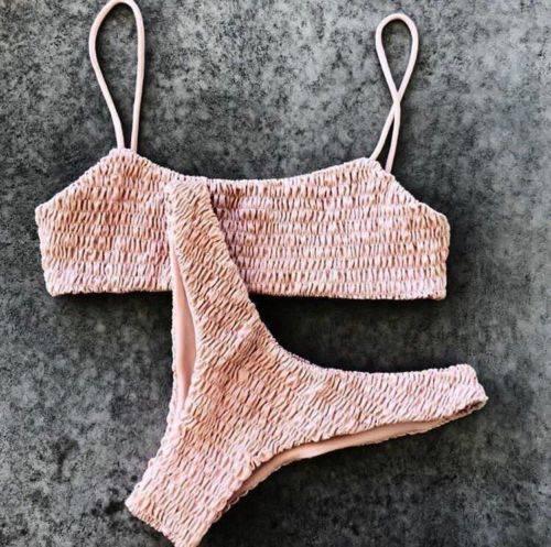 Roze geplooide bikini (sexy bandage push up dames vrouwen), Kleding | Dames, Verzenden, Nieuw, Roze, Bikini