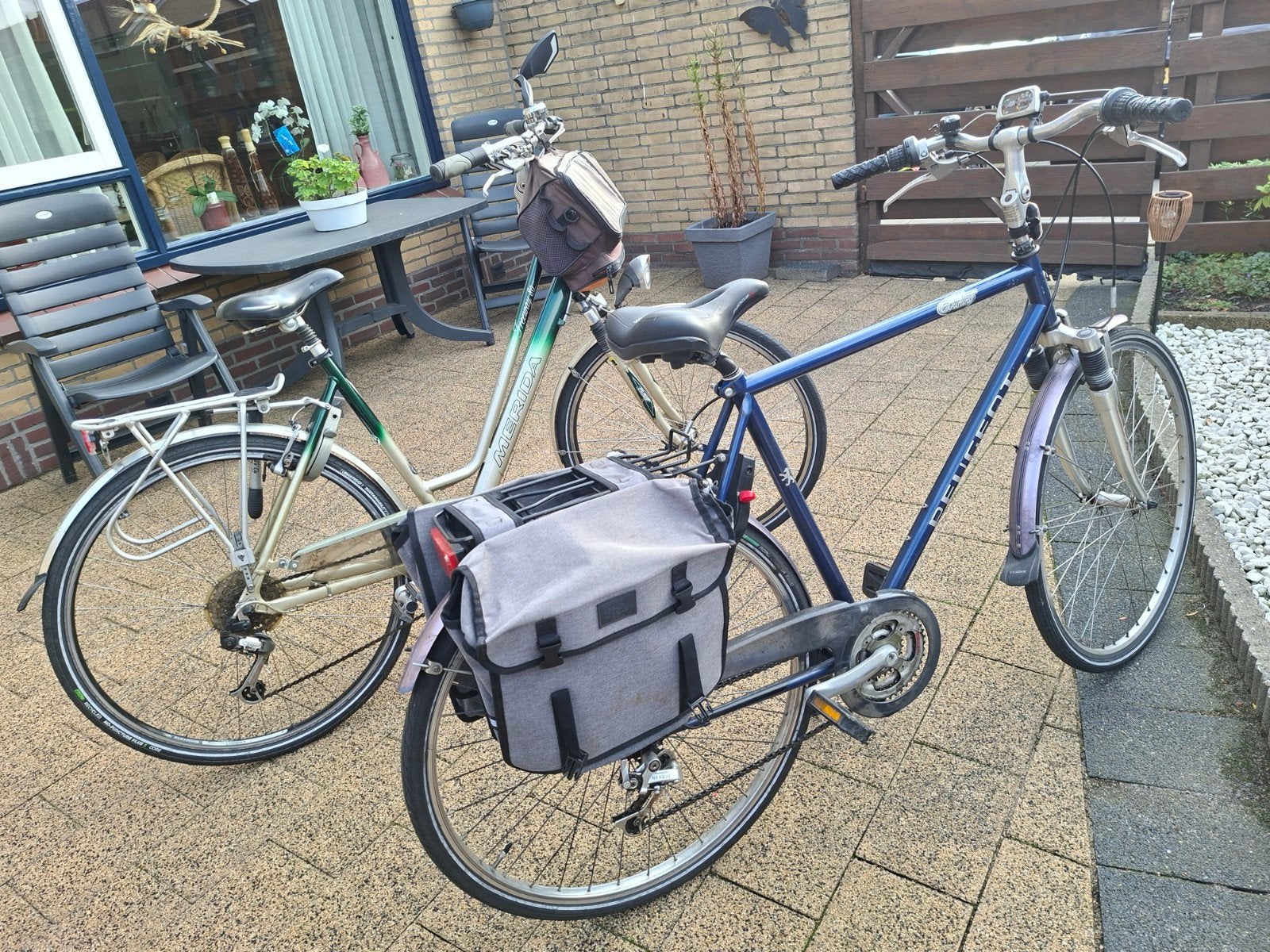 Heren en dames fiets blauw en groen, maten heren fiets 60/55, Ophalen, Gebruikt, Overige merken