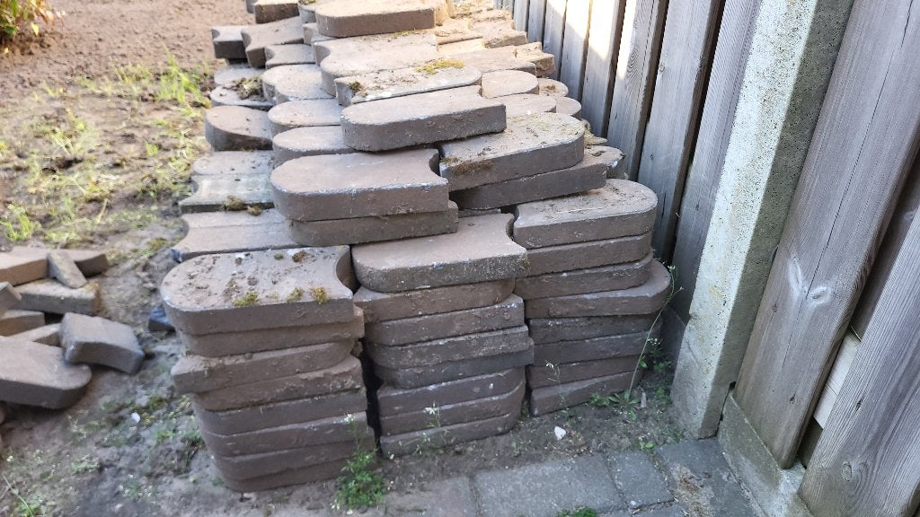 graskant klinkers, Tuin en Terras, Tegels en Klinkers, Ophalen, Gebruikt, Beton, Klinkers