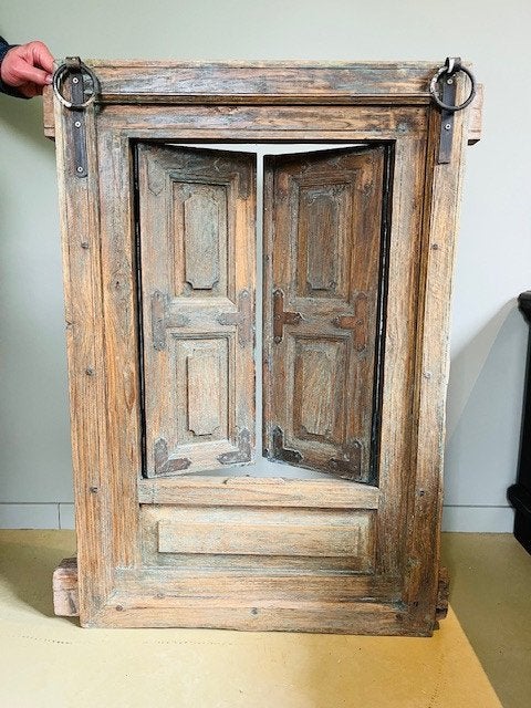 Antiek Indiaas raamluik / wandpaneel – Wabi-Sabi, Gebruikt, 80 tot 100 cm, Binnendeur, Minder dan 200 cm