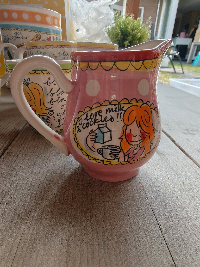 Leuke Blond Amsterdam servies set met melkkan en mokken, Ophalen, Keramiek, Zo goed als nieuw, Modern