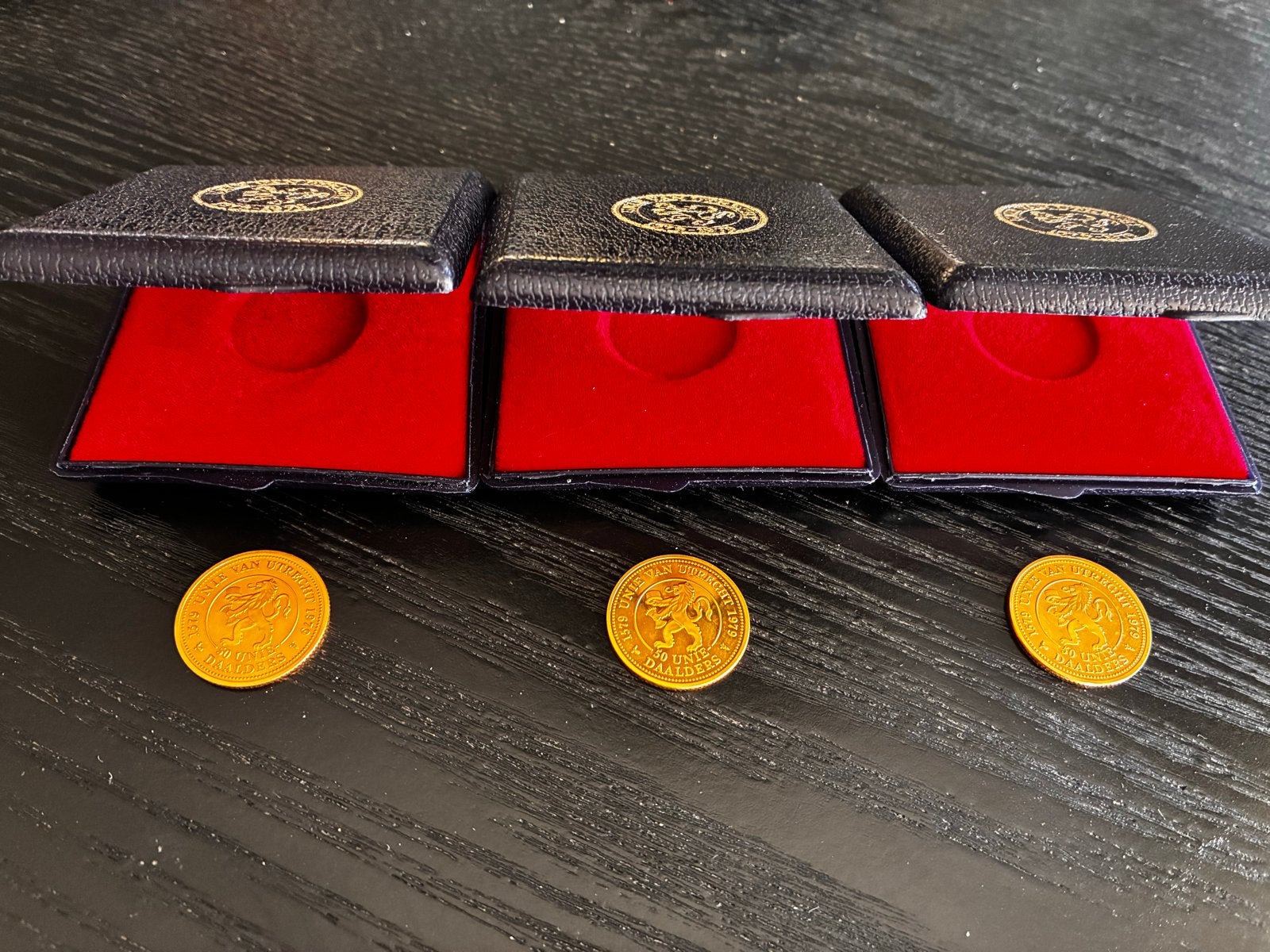 Gouden Unie van Utrecht Daalders 1579-1979 (3 stuks), Postzegels en Munten, Munten | Nederland, Ophalen, Vóór koninkrijk, Setje