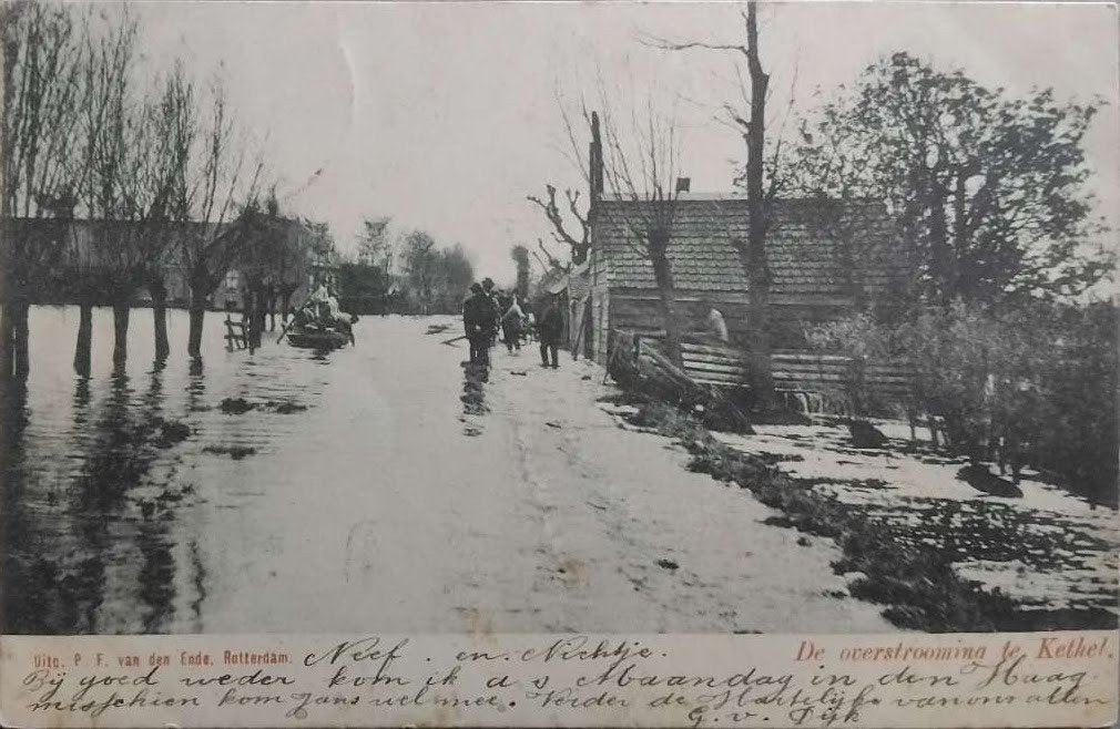 Kethel overstroming (1903) - Zuid-Holland, Ophalen of Verzenden, Voor 1920, Gelopen, Zuid-Holland