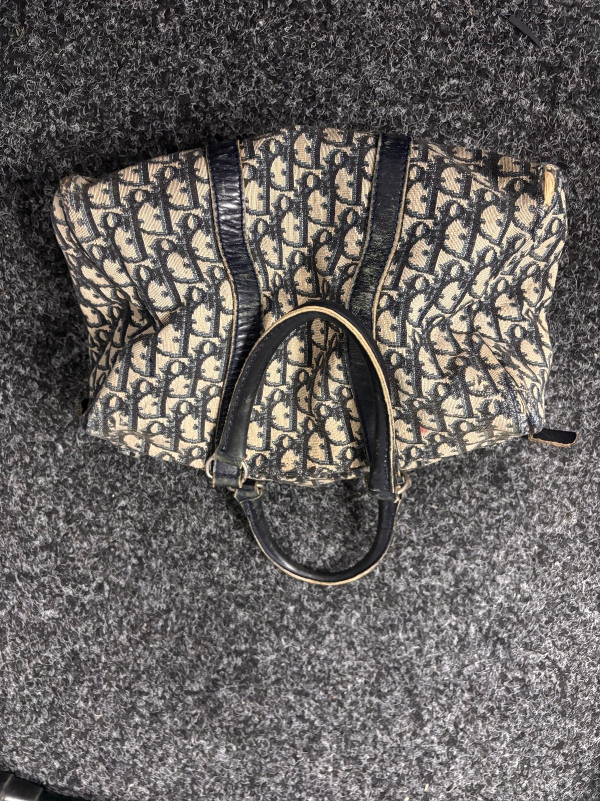 Christian Dior Boston Bag Oblique Canvas, Ophalen of Verzenden, Gebruikt, Blauw, Handtas