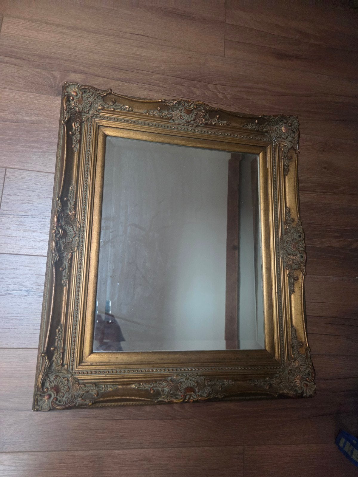 Antieke spiegel met gouden lijst, Ophalen, Rechthoekig, 50 tot 100 cm