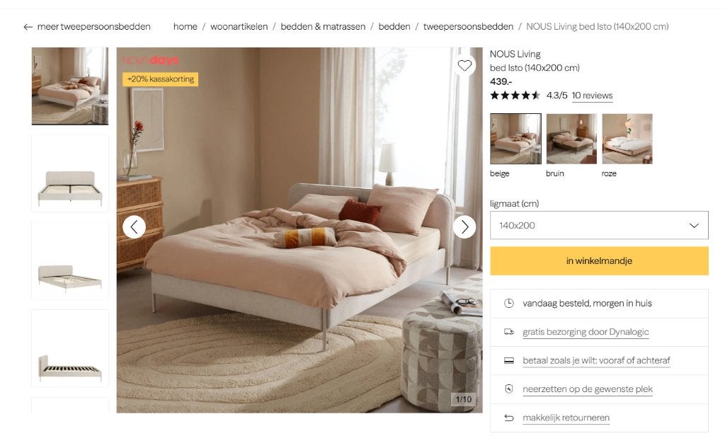 Bedframe (140/200cm) (matras gratis als gewenst )1 jr. oud -, Ophalen, Beige, Tweepersoons, 140 cm