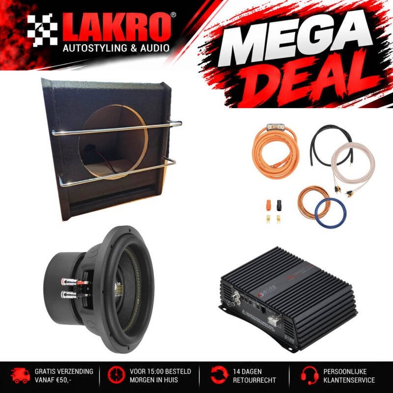 10 inch Pack 13 - LAKRO - subwooferpakket - 1000 watt RMS, Niet ingevuld, Niet ingevuld, Niet ingevuld