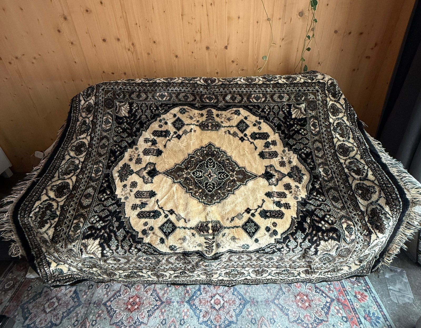 Vintage Smyrna kleed/ tafelkleed, 180 cm, Ophalen of Verzenden, Zo goed als nieuw, Wol