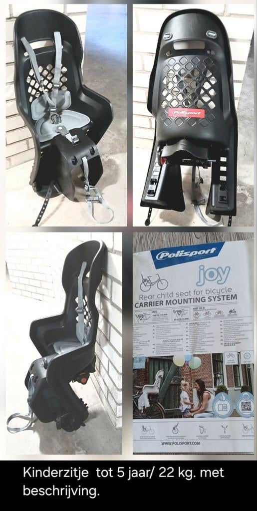 Polisport Joy fietsstoeltje achter, zo goed als nieuw, 15 t/m 25 kg, Achterzitje, Voetsteuntjes, Ophalen of Verzenden