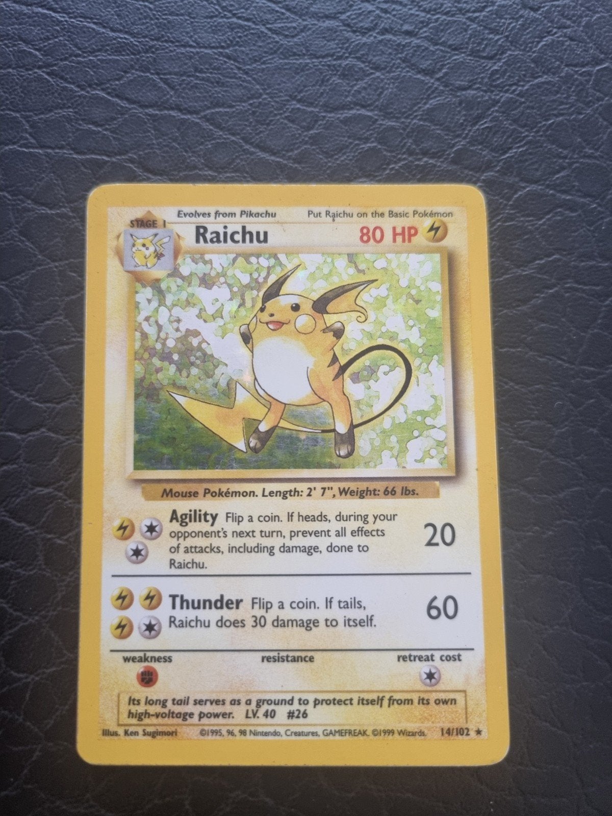Raichu Holo Base Set 14/102, Ophalen of Verzenden, Zo goed als nieuw, Losse kaart